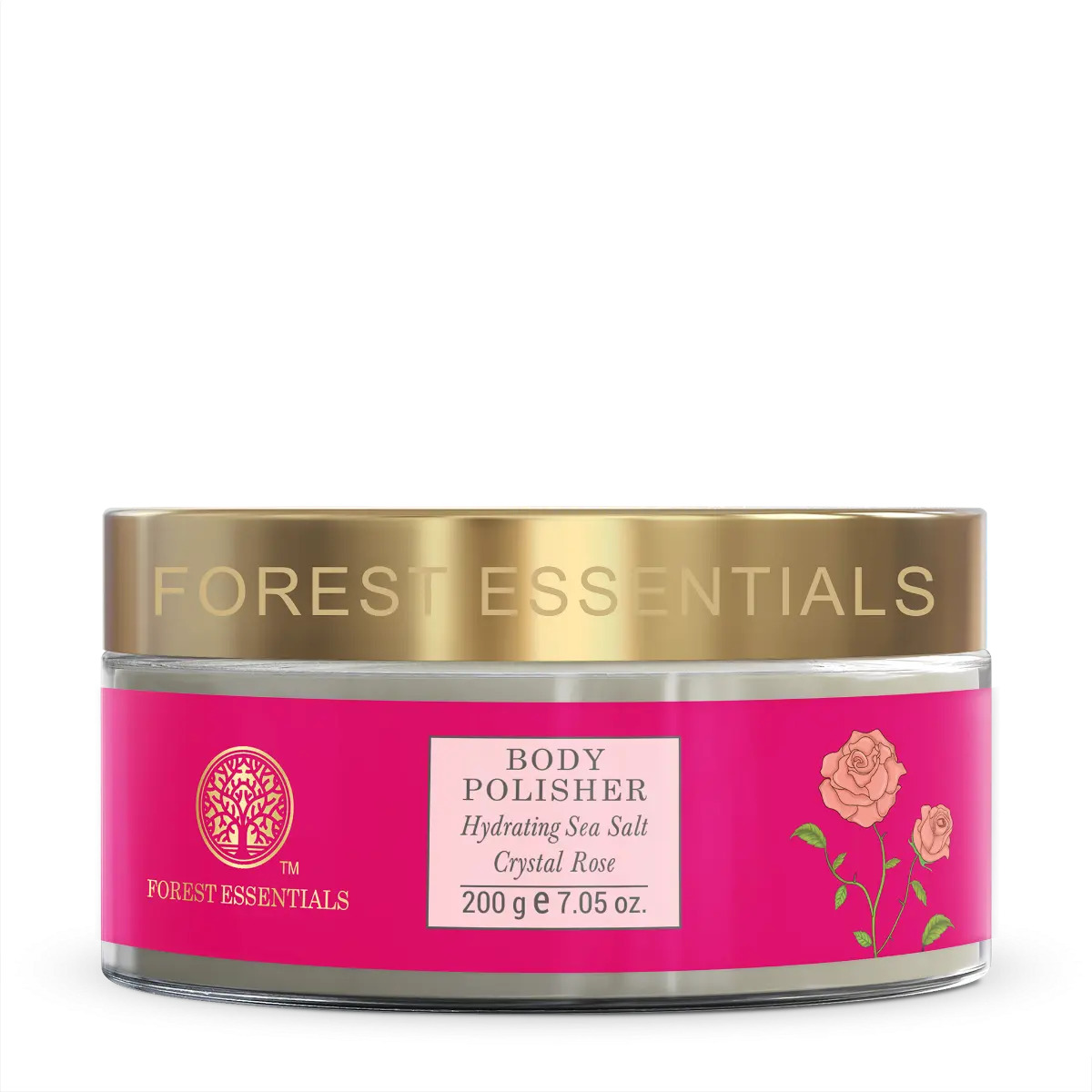 Forest Essentials Body Polisher Hydrating Sea Salt Crystal Rose 200g Front